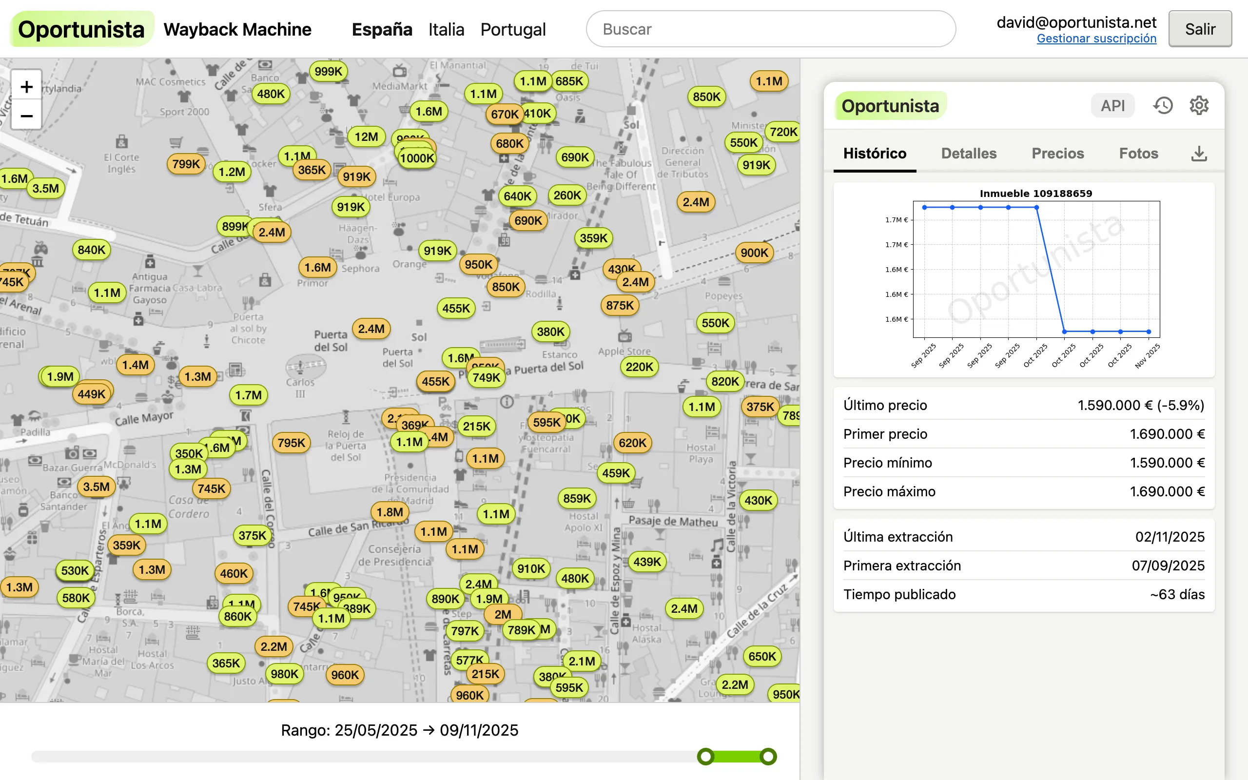 Captura de pantalla del Wayback Machine