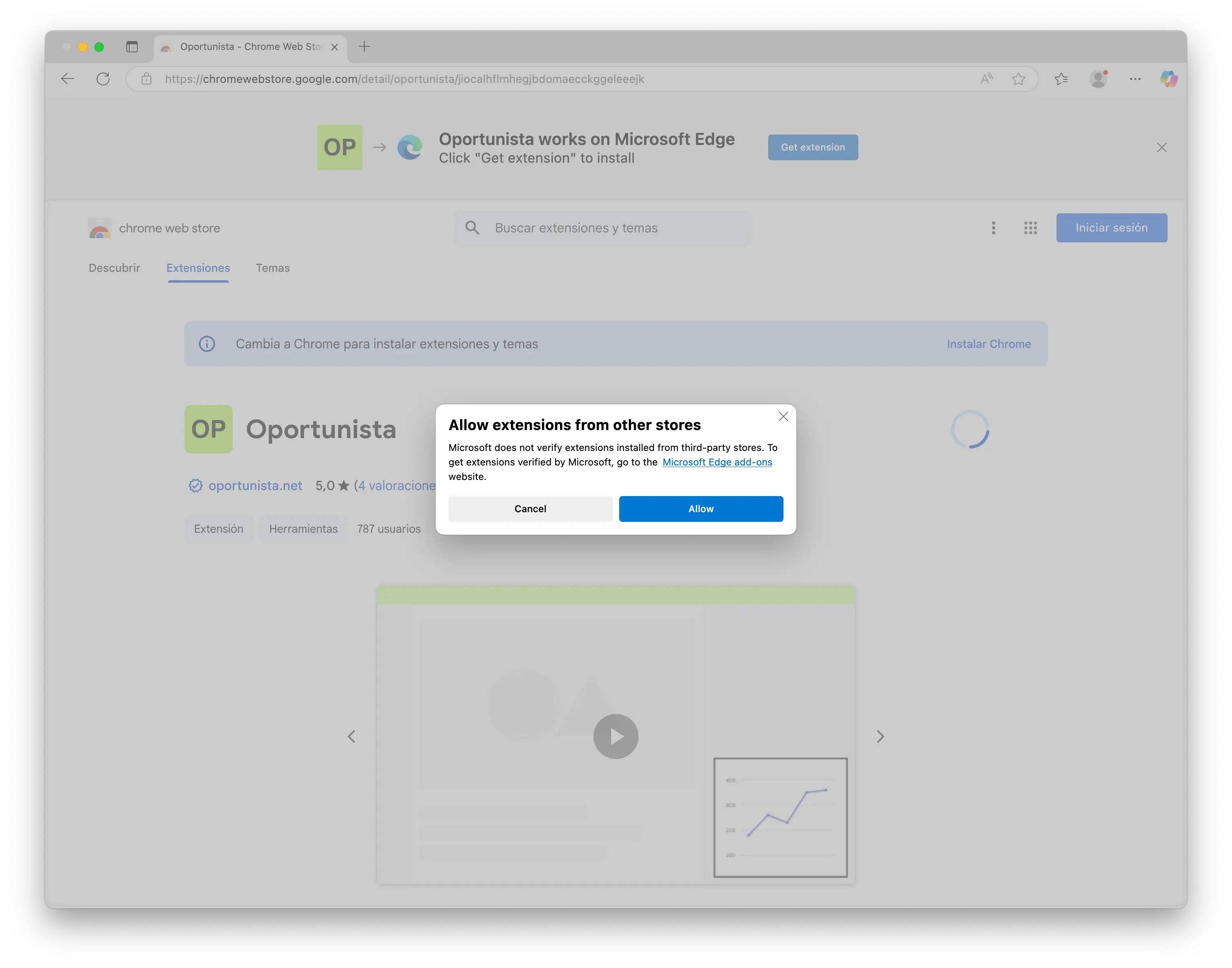 Paso 2 - Permitir extensiones de Chrome en Edge